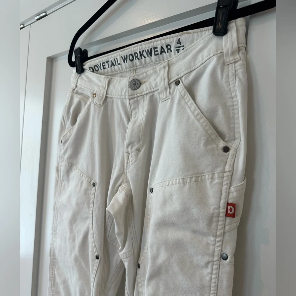 DOVETAIL women’s Anna Task Pant 4, 34” inseam white work pants - Picture 6 of 9